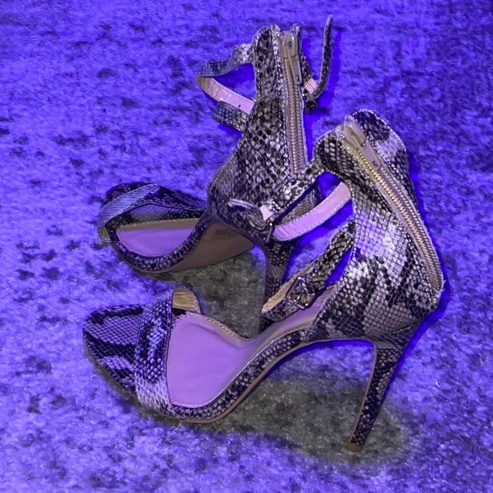 Charlotte Russe Snakeskin Double Buckle Ankle Strap Sandal Heels Size: 8